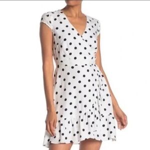 J. Crew White and Black Polka Dot Midi Dress